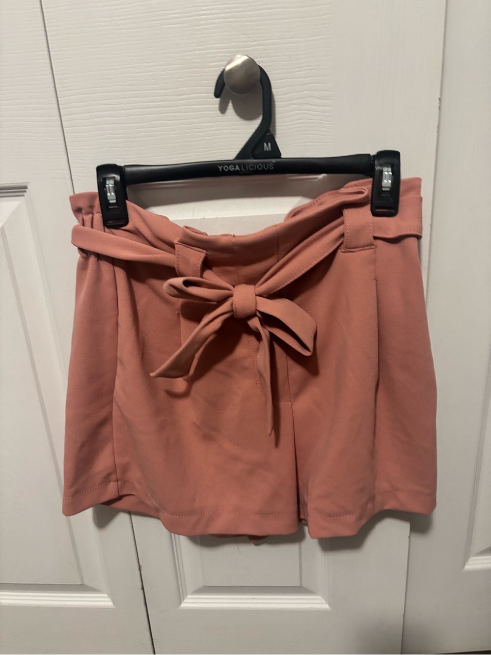 High-Waist Tie Front Shorts - Dusty Rose